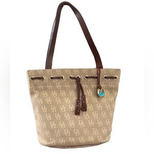 Dooney & Bourke Vintage Canvas Tassel Monogram Tote